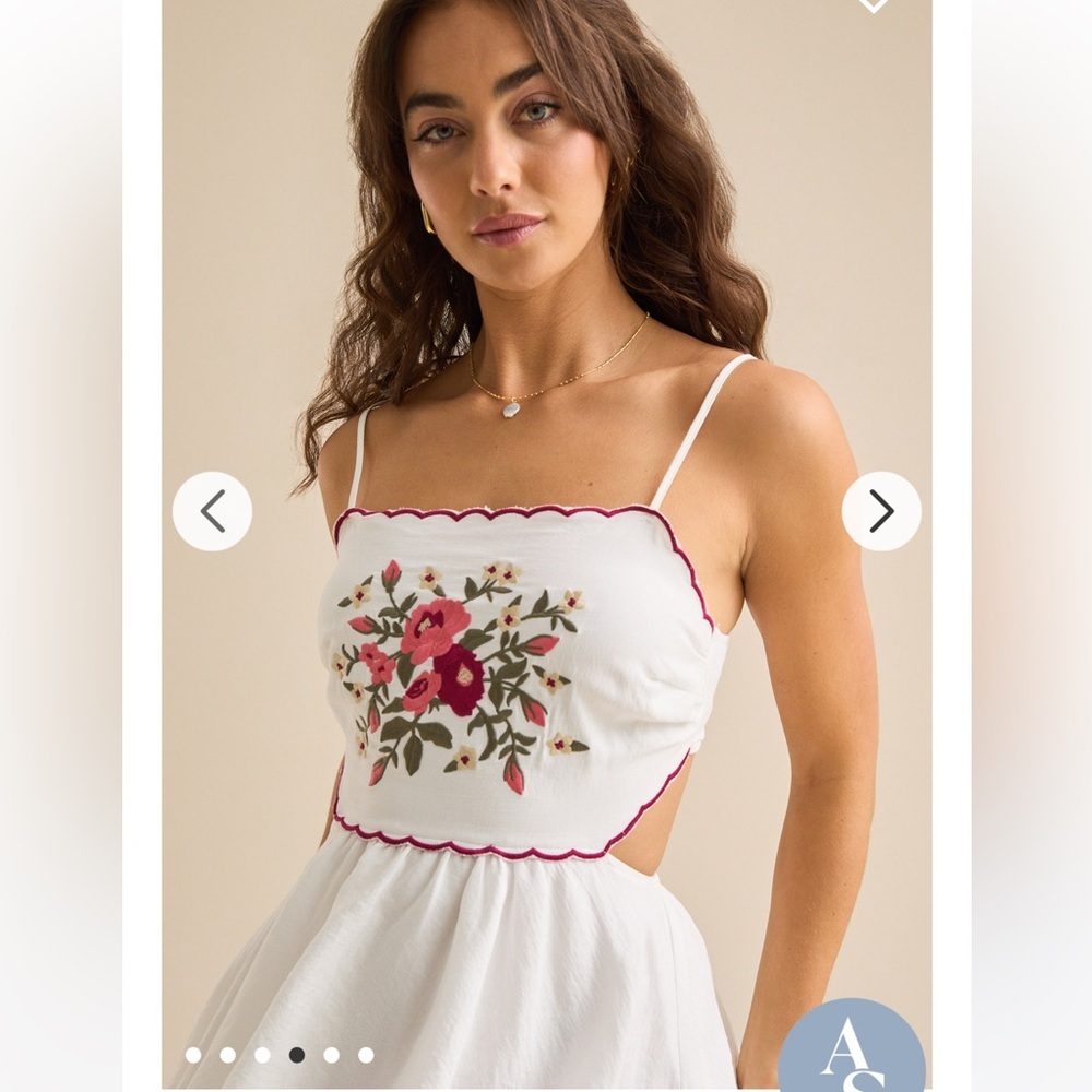 Altar'd State White Tiered Maxi Dress with Floral Embroidered Bodice - Picture 4 of 6